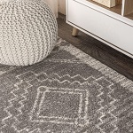 JONATHAN Y MOH200C-8 Amir Moroccan Beni Souk Indoor Area-Rug Bohemian Farmhouse Rustic Geometric Easy-Cleaning Bedroom Kitchen Living Room Non Shedding, 8 X 10, Gray,cream - Image 5