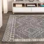 JONATHAN Y MOH200C-8 Amir Moroccan Beni Souk Indoor Area-Rug Bohemian Farmhouse Rustic Geometric Easy-Cleaning Bedroom Kitchen Living Room Non Shedding, 8 X 10, Gray,cream - Image 10
