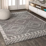 JONATHAN Y MOH200C-8 Amir Moroccan Beni Souk Indoor Area-Rug Bohemian Farmhouse Rustic Geometric Easy-Cleaning Bedroom Kitchen Living Room Non Shedding, 8 X 10, Gray,cream
