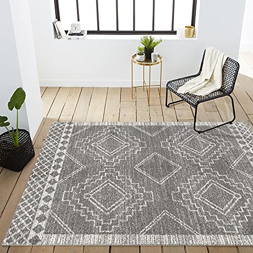 JONATHAN Y MOH200C-8 Amir Moroccan Beni Souk Indoor Area-Rug Bohemian Farmhouse Rustic Geometric Easy-Cleaning Bedroom Kitchen Living Room Non Shedding, 8 X 10, Gray,cream - Image 7