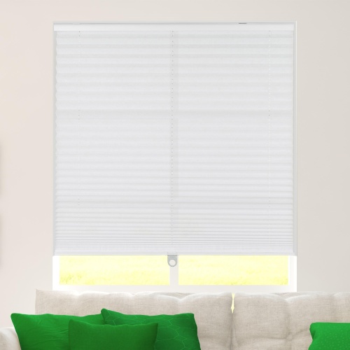 CALYX INTERIORS Pleated Fabric Window Shade, Light Filtering, Cordless, 46.5" W x 48" H, White - Image 1