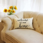 Ogiselestyle Farmhouse Pillow Covers with Welcome to Our Home Quotes 12 x 20 Inch Home Decorative Cushion Case for Sofa Couch Housewarming Gifts Family Room Décor - Image 5