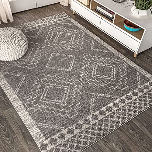 JONATHAN Y MOH200C-8 Amir Moroccan Beni Souk Indoor Area-Rug Bohemian Farmhouse Rustic Geometric Easy-Cleaning Bedroom Kitchen Living Room Non Shedding, 8 X 10, Gray,cream - Image 9