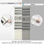 Dremisland Macrame Woven Wall Hanging Tapestry- Boho Chic Bohemian Home Decor Geometric Art Decor Boho Backdrop - Beautiful Apartment Dorm Room Door Decoration, 17.7" W x 32" L (Sendia-Black) - Image 4