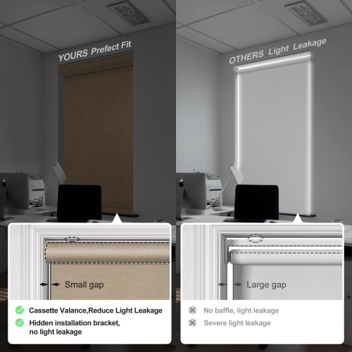 Boolegon Blackout Roller Shades for Windows,Cordless,Linen Fabric,Roller Blinds,Thermal Insulated Fabric UV Protection,Window Shades for Home,Office,Bedroom,Door,Blackout-Beige,Custom Size - Image 4