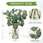Briful Artificial Eucalyptus Stems in Glass Vase with Faux Water, 14" Fake Plant Eucalyptus Leaves for Home Office Farmhouse Wedding Centerpiece Décor - Image 6