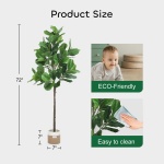 Growneer 6FT Artificial Fiddle Leaf Fig Tree with 98 Large Faux Fiddle Leaves, Dried Moss and Basket Fig Silk Tree Plants in Pot for Indoor Outdoor Divider, Home Office Decor - Image 5