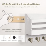 FifthQuarter Key and Mail Holder For Wall, Mail Organizer Wall Mount with 6 Hooks and Storage Drawer, Easy Installation Key Rack for Entryway and Home Decor (A-White) - Image 2
