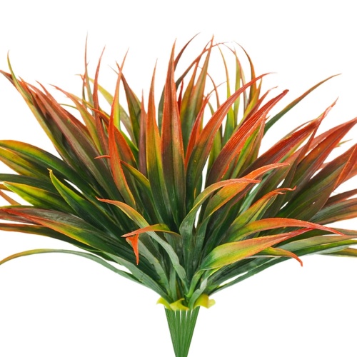 Phliofd 6Pcs Artificial Grass Fake Plants 17.3in Outdoor Plastic Plants UV Resistant Greenery Fake Grass for Home Window Garden Office Patio Hanging Planter Pathway Front Porch Décor Red - Image 1