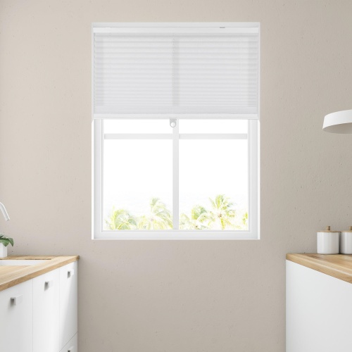 CALYX INTERIORS Pleated Fabric Window Shade, Light Filtering, Cordless, 46.5" W x 48" H, White - Image 7