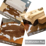 AROGAN Premium Faux Cowhide Rug 4.6 x 5.2 Feet, Sturdy and Large Size Cow Print Rugs, Suitable for Bedroom Living Room Western Decor, Faux Fur Animal Cow Hide Carpet, Brown - Image 4
