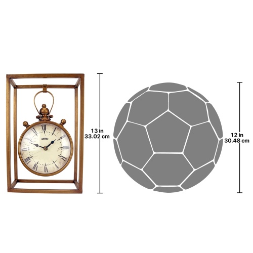 Design Toscano Industrial Age Mantel Clock, 13 Inch, Metalware, Brass - Image 2