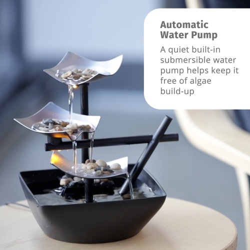 Homedics Tabletop Water Fountain, Home Décor Soothing Sound Machine - Automatic Pump, Deep Basin & Natural River Rocks. Indoor Zen Relaxation for Office, Living Room, or Bedroom, 8.25” Tall - Image 4