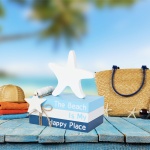 5 Pieces Beach Decor Wood Book Stacks and Starfish Sign Bead Garland, Decorative Books for Beach Room Decor Tiered Tray Decor, Beach Decorations for Home Coastal Bathroom - Image 7