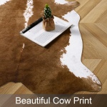 AROGAN Premium Faux Cowhide Rug 4.6 x 5.2 Feet, Sturdy and Large Size Cow Print Rugs, Suitable for Bedroom Living Room Western Decor, Faux Fur Animal Cow Hide Carpet, Brown - Image 2