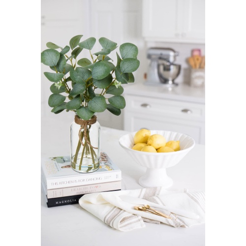Briful Artificial Eucalyptus Stems in Glass Vase with Faux Water, 14" Fake Plant Eucalyptus Leaves for Home Office Farmhouse Wedding Centerpiece Décor - Image 5