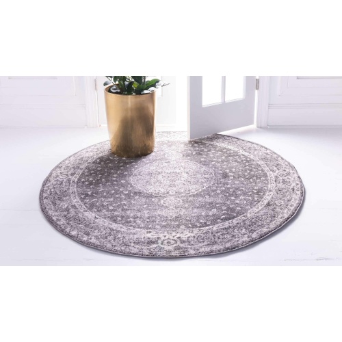 Unique Loom Bromley Collection Area Rug - Midnight (3' 1" Round, Dark Gray/ Gray) - Image 9