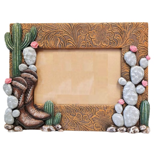 The Bridge Collection 4x6 Western Boots and Cactus Picture Frame - Western Home Decor Items - Picture Frame for Western, Cowgirl, or Country Decor - Image 1