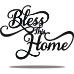 Vivegate Bless This Home Wall Decor Black Metal Art – 18”X13” Bless This Home Metal Wall Stencil Decor Entryway Living Room Decoration Signs