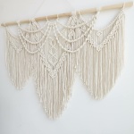 large macrame wall hanging - Boho Tapestry Macrame Wall Decor Art- Chic Bohemian Handmade Woven Tapestry Home Decoration for Bedroom Living Room Apartment Wedding Party - 43"x32" (Beige-fringe) - Image 6