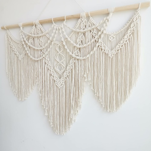 large macrame wall hanging - Boho Tapestry Macrame Wall Decor Art- Chic Bohemian Handmade Woven Tapestry Home Decoration for Bedroom Living Room Apartment Wedding Party - 43"x32" (Beige-fringe) - Image 6