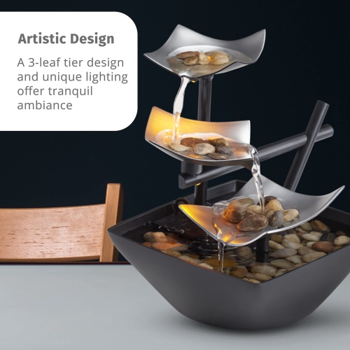 Homedics Tabletop Water Fountain, Home Décor Soothing Sound Machine - Automatic Pump, Deep Basin & Natural River Rocks. Indoor Zen Relaxation for Office, Living Room, or Bedroom, 8.25” Tall - Image 6