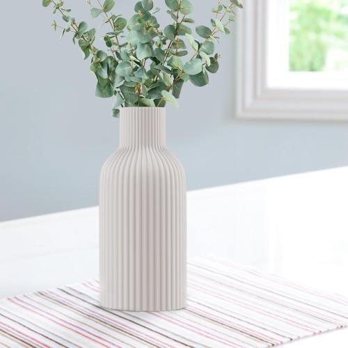 Vase, White Ceramic Vase, Flower Vase, Minimalist Modern Home Decor, Matte Finish Pampas Grass Vase for Table, Fireplace, Shelf, Mantel, Entryway and Centerpieces - Image 1
