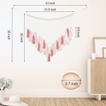 Luxbrand Large Macrame Wall Haning Boho Home Decor, Blush Pink Tassel Wall Decor Bohemian, Bedroom Living Room Girls Room Nursery Dorm Room Decoration Gift for Mom Gift for Woman - Image 5