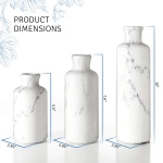 White Vase Set - Vases for Decor, Perfect for Holding Pampas Grass, Dried/Fresh Flowers, Vases for Your Kitchen, Bedroom, Office, Living Room, Bathroom, or Shelf Decor (Marble Look) - Image 3