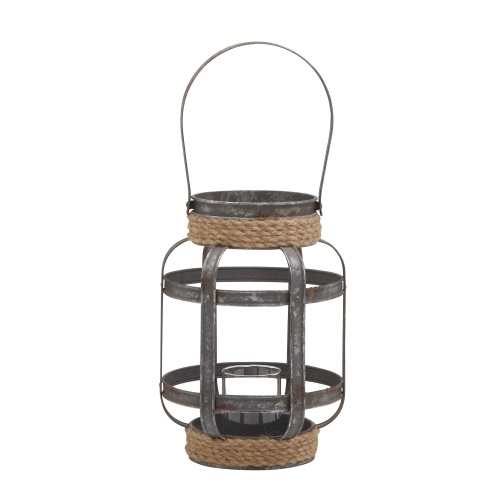 Deco 79 Metal Round with Rope, 9" x 9" x 12", Gray - Image 4