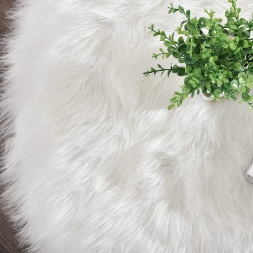 Latepis White Sheepskin Rug 2x3 Faux Fur Sheepskin Rug for Living Room Fluffy Washable Rug for Bedroom Luxury Room Decor Furry Rug Rectangle - Image 3