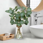 Briful Artificial Eucalyptus Stems in Glass Vase with Faux Water, 14" Fake Plant Eucalyptus Leaves for Home Office Farmhouse Wedding Centerpiece Décor - Image 4