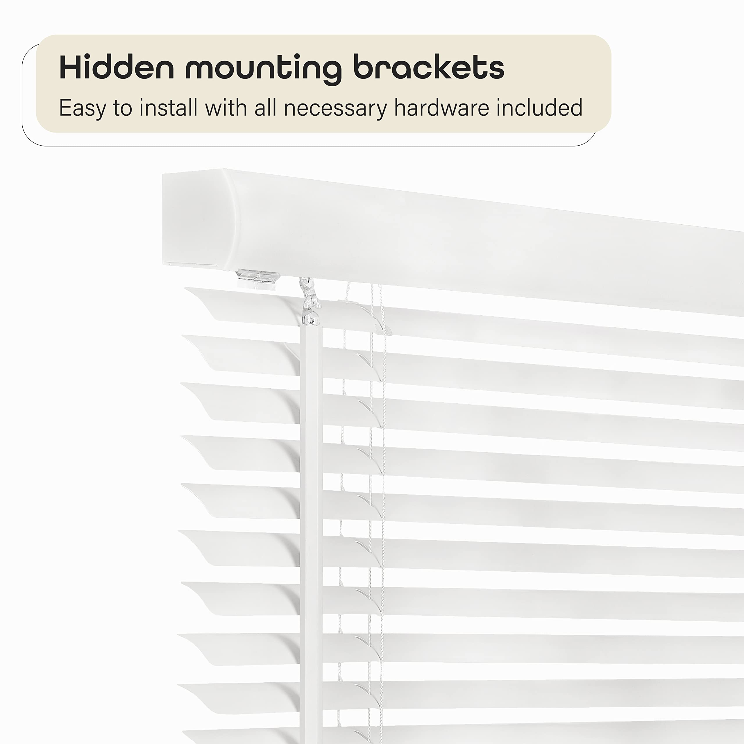 Version 1.0.0 Cordless Light Filtering Mini Blind - 26 Inch Width, 64 Inch Length, 1" Slat Size - Pearl White - Cordless GII Morningstar Horizontal Windows Blinds for Interior by Achim Home Decor - Image 5
