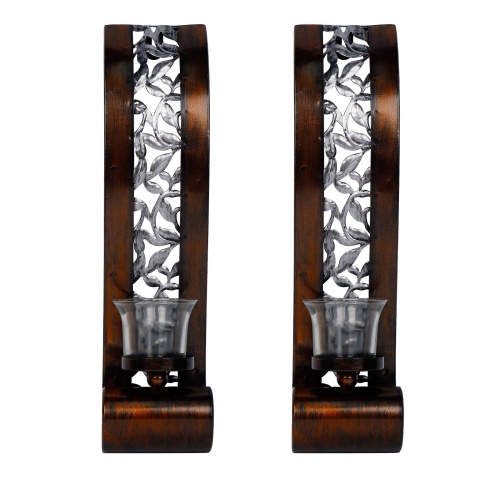 Shelving Solution Wall Sconce 14.4 x 3.5 Inch, with Tea Light Candle Holder Antique Bronze Style Metal Wall Art Decorations for Living Room, Bathroom, Dining Room and Office, Set of 2 - Image 2