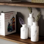 White Vase Set - Vases for Decor, Perfect for Holding Pampas Grass, Dried/Fresh Flowers, Vases for Your Kitchen, Bedroom, Office, Living Room, Bathroom, or Shelf Decor (Marble Look) - Image 6