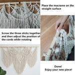 large macrame wall hanging - Boho Tapestry Macrame Wall Decor Art- Chic Bohemian Handmade Woven Tapestry Home Decoration for Bedroom Living Room Apartment Wedding Party - 43"x32" (Beige-fringe) - Image 2
