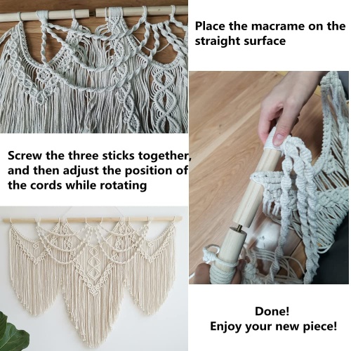 large macrame wall hanging - Boho Tapestry Macrame Wall Decor Art- Chic Bohemian Handmade Woven Tapestry Home Decoration for Bedroom Living Room Apartment Wedding Party - 43"x32" (Beige-fringe) - Image 2