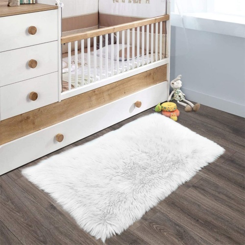 Latepis White Sheepskin Rug 2x3 Faux Fur Sheepskin Rug for Living Room Fluffy Washable Rug for Bedroom Luxury Room Decor Furry Rug Rectangle - Image 2