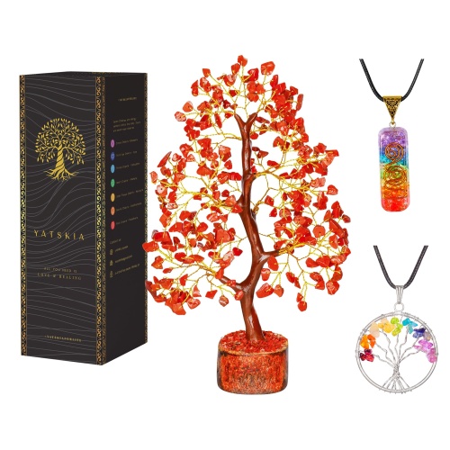 YATSKIA Red Jasper Crystals - Crystal Tree of Life - Gemstone Tree - Spiritual Items - Meditation Room Decor - Spiritual Decor - Reiki Gifts - Good Luck Charms - Metaphysical Gifts - Image 1
