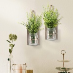Stonebriar Rustic White Wash Wooden Mason Jar Wall Sconce Set with Hanging Loop - Image 3