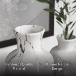 White Vase Set - Vases for Decor, Perfect for Holding Pampas Grass, Dried/Fresh Flowers, Vases for Your Kitchen, Bedroom, Office, Living Room, Bathroom, or Shelf Decor (Marble Look) - Image 5