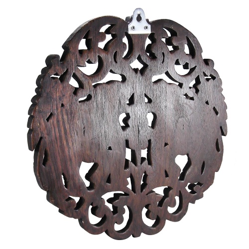 AeraVida Elaborate Circular Double Thai Elephant Hand Carved Teak Wood Wall Art - Image 4