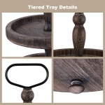 Mustry Rustic Wooden 2 Tiered Tray, Round Farmhouse Kitchen Table Decor Serving Tier Tray, Food Fruits Cupcake Display Coffee Bar Home Party Seasonal Decorations (Brown) - Image 4