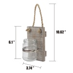 Stonebriar Rustic White Wash Wooden Mason Jar Wall Sconce Set with Hanging Loop - Image 4