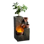 MSEONWXI Indoor Fountain Waterfall Tabletop for Home Decor Three Bowls Rock 3 Tier Fountain Relaxing and Sound Plant by Yourself(23061)