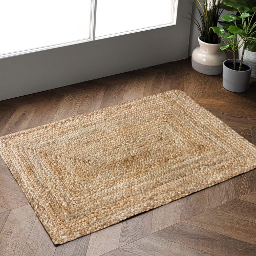 Hausattire Hand Woven Jute Braided Rug, 2'x3' – Natural, Reversible Boho Entry Area Rugs for Kitchen, Living Room I Farmhouse Indoor Outdoor Decorative Floor Rug, 24x36 Inches - Image 5