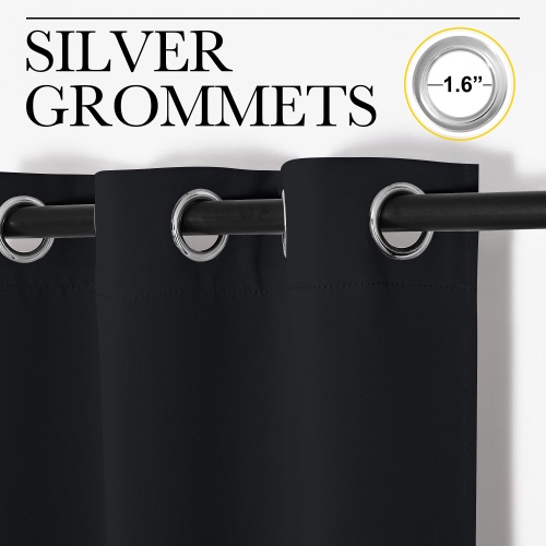 NICETOWN Halloween Pitch Black Solid Thermal Insulated Grommet Blackout Curtains/Drapes for Bedroom Window (2 Panels, 42 inches Wide by 63 inches Long, Black) - Image 7