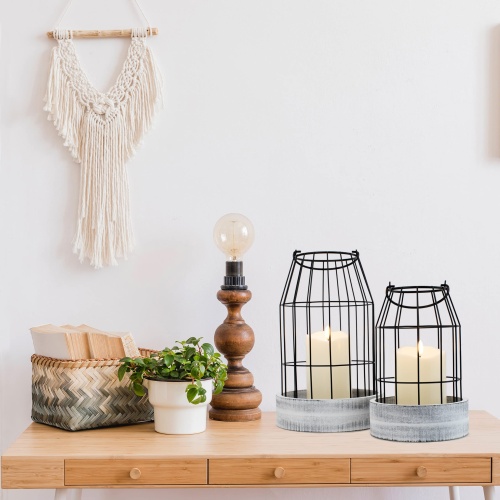 Rustic Farmhouse Lantern Decor - Stylish Decorative Lanterns for Your Living Room, Fireplace Mantle or Kitchen Dining Table - Modern Upscale Beauty for Your Entire Home - Image 2