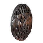 AeraVida Elaborate Circular Double Thai Elephant Hand Carved Teak Wood Wall Art - Image 5