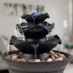 Indoor Fountain with LED Lights – Cascading 3-Tier Lighted Tabletop Water Feature with Soothing Sound – Zen Décor for Home or Office by Pure Garden